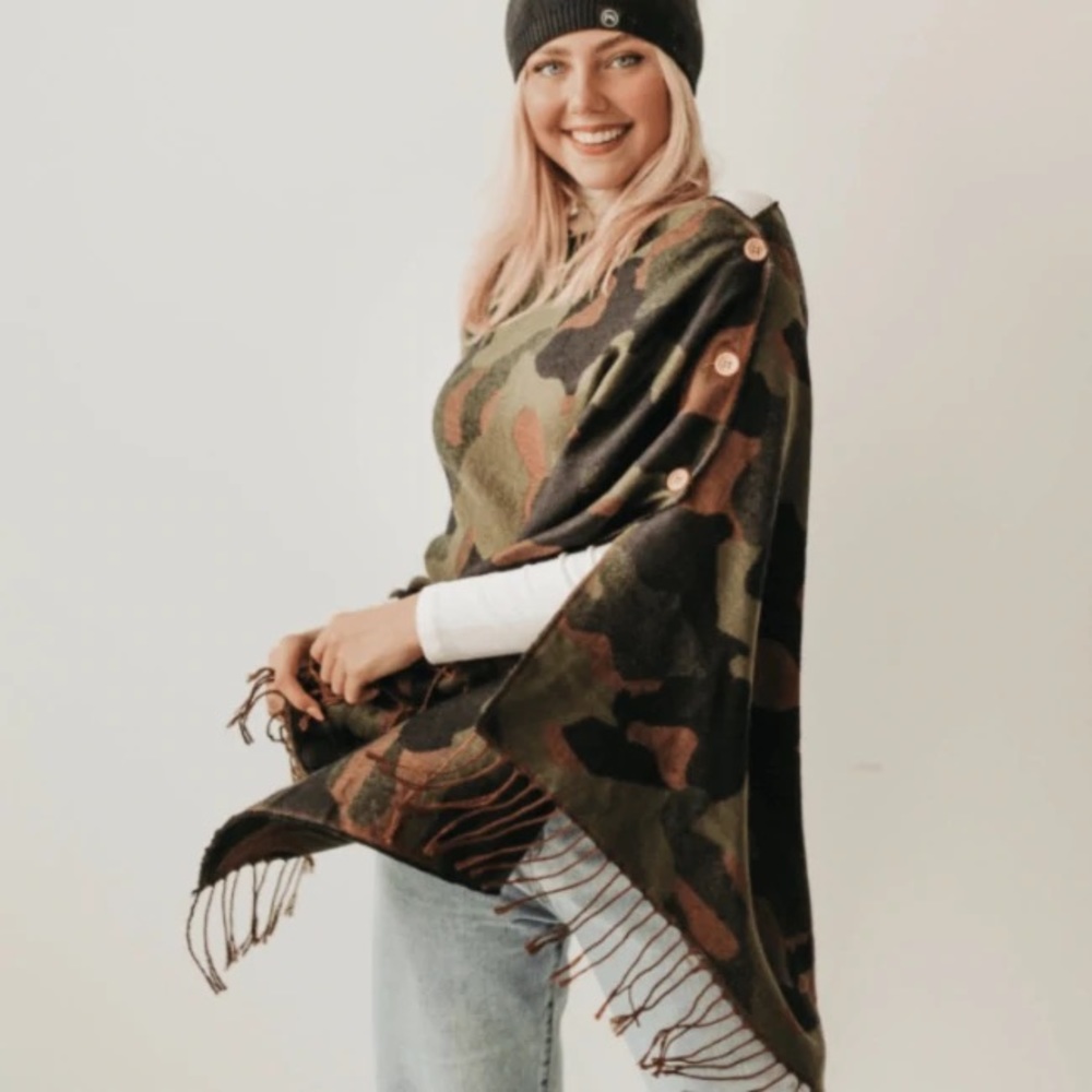 Camo Button Blanket Shawl